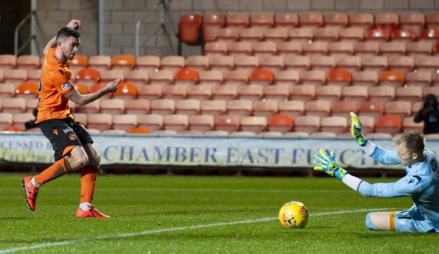 Sam Stanton slots home goal number three.