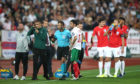 Match referee Ivan Bebek (centre) speaks to England manager Gareth Southgate with regards to racist chanting from fans during the UEFA Euro 2020 Qualifying match at the Vasil Levski National Stadium, Sofia, Bulgaria.