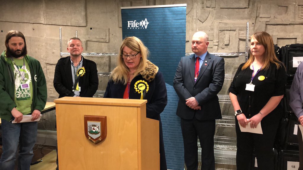 Sharon Green-Wilson at the podium after her by-election win.