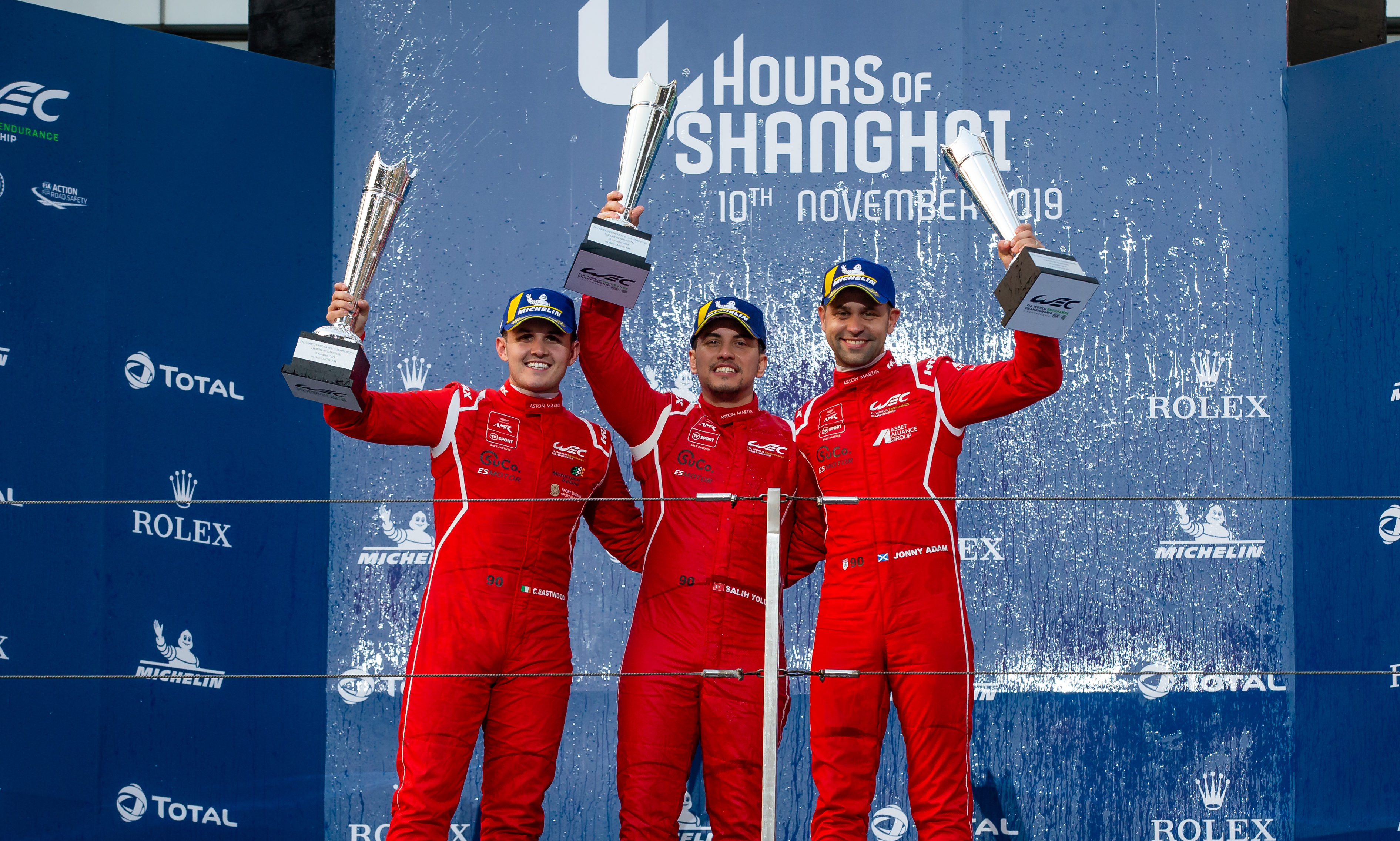 Jonny Adam (right)would love a repeat of the Shanghai WEC win with TF Sport teammates Eastwood and Yolic.