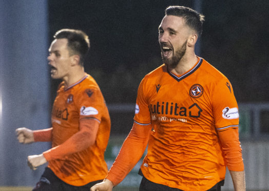 Nicky Clark celebrates after scoring to make it 2-0 on Saturday.