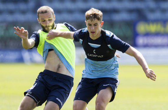 Finlay Robertson and Jamie Ness in training.