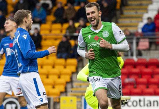 Christian Doidge celebrates after scoring to make it 1-0.