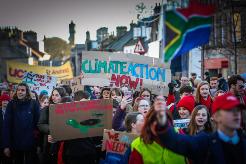 St Andrews climate strikers at St Salvator's Quad in November 2019