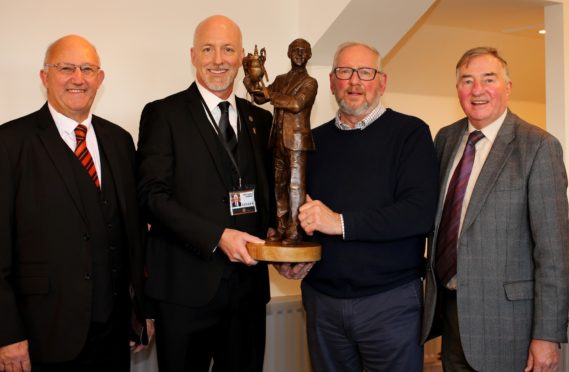 David Dorward, Mark Ogren, Alan Heriott and George Haggarty with the replica statue.