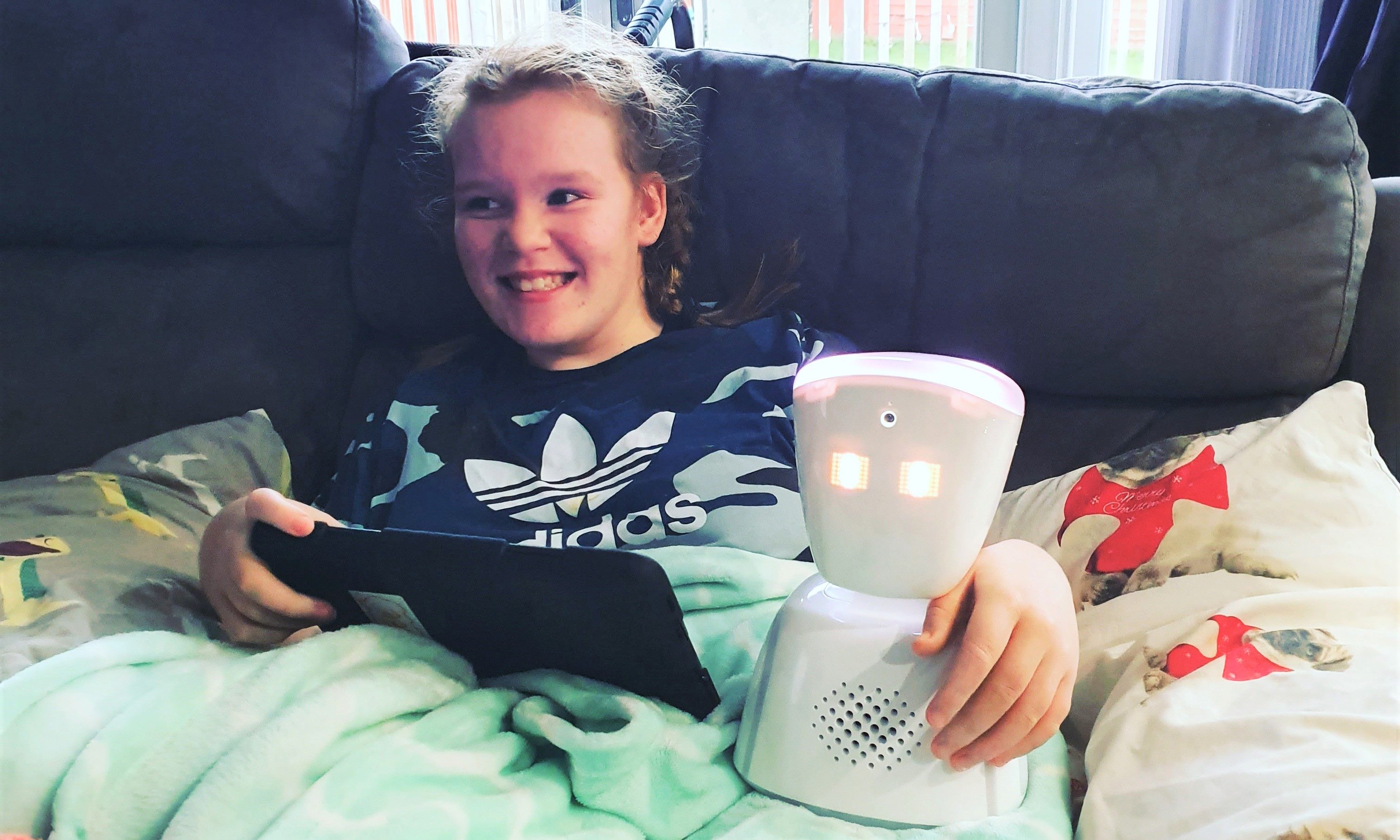 Chloe with her robot counterpart Chloe 2