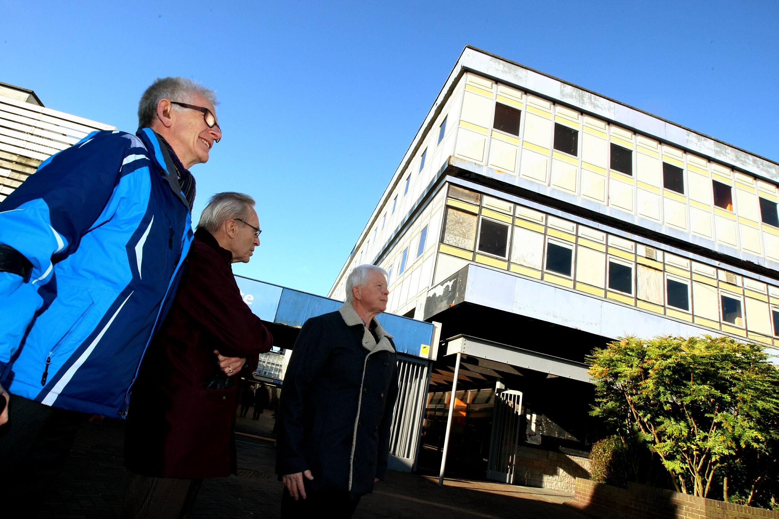 From left Bob Grant, Ron Page & David Cooper of Glenrothes Futures Group outside the former Co-op building.
