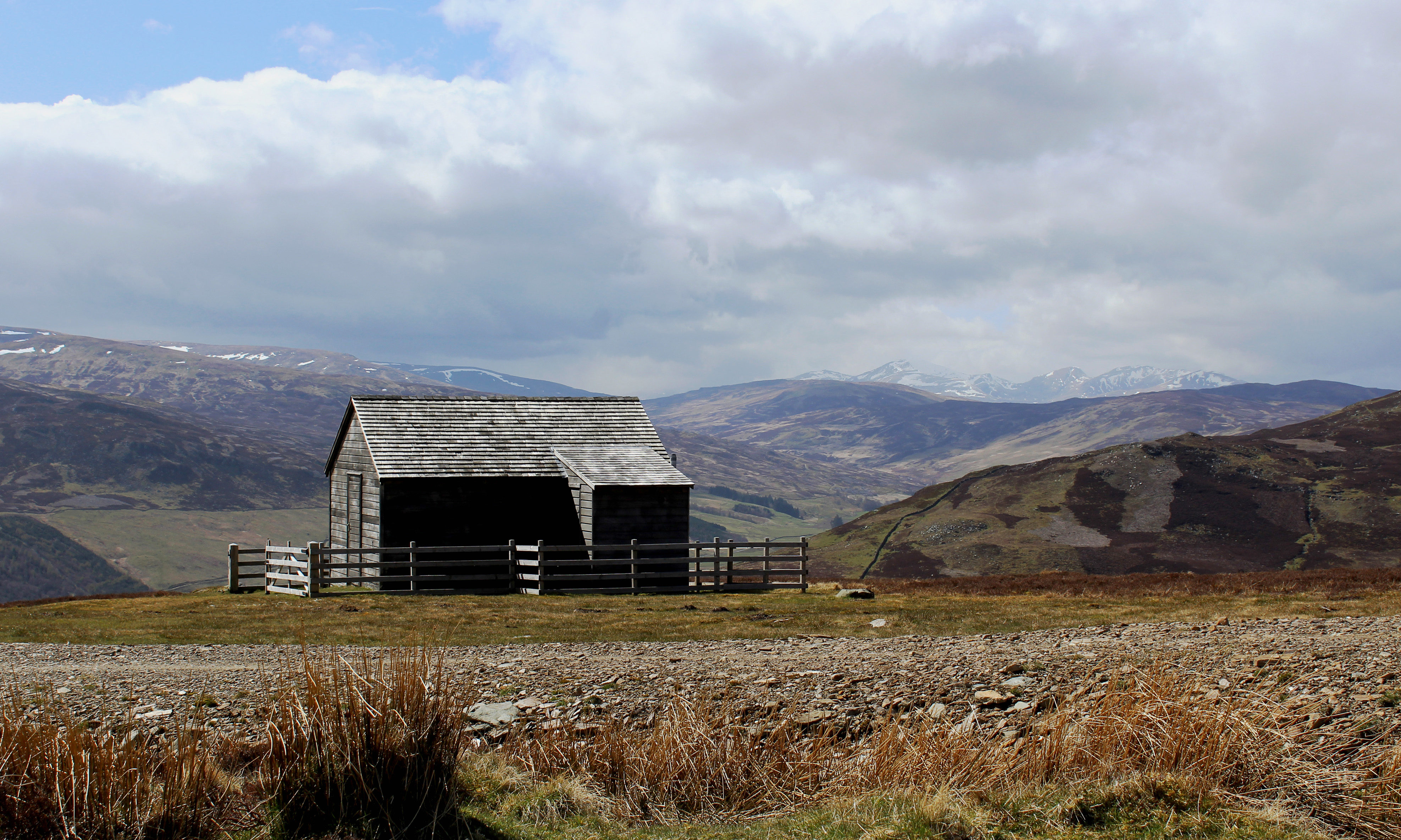 A hut overlooking Glen Quaich.