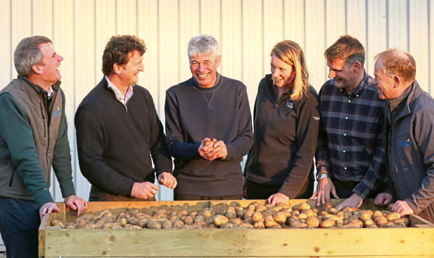 Greg Dawson of Scottish Agronomy, Colin Herron, Jim Reid, Claire Hodge of AHDB, Rob Scott of McCain, and Eric Anderson of Scottish Agronomy.