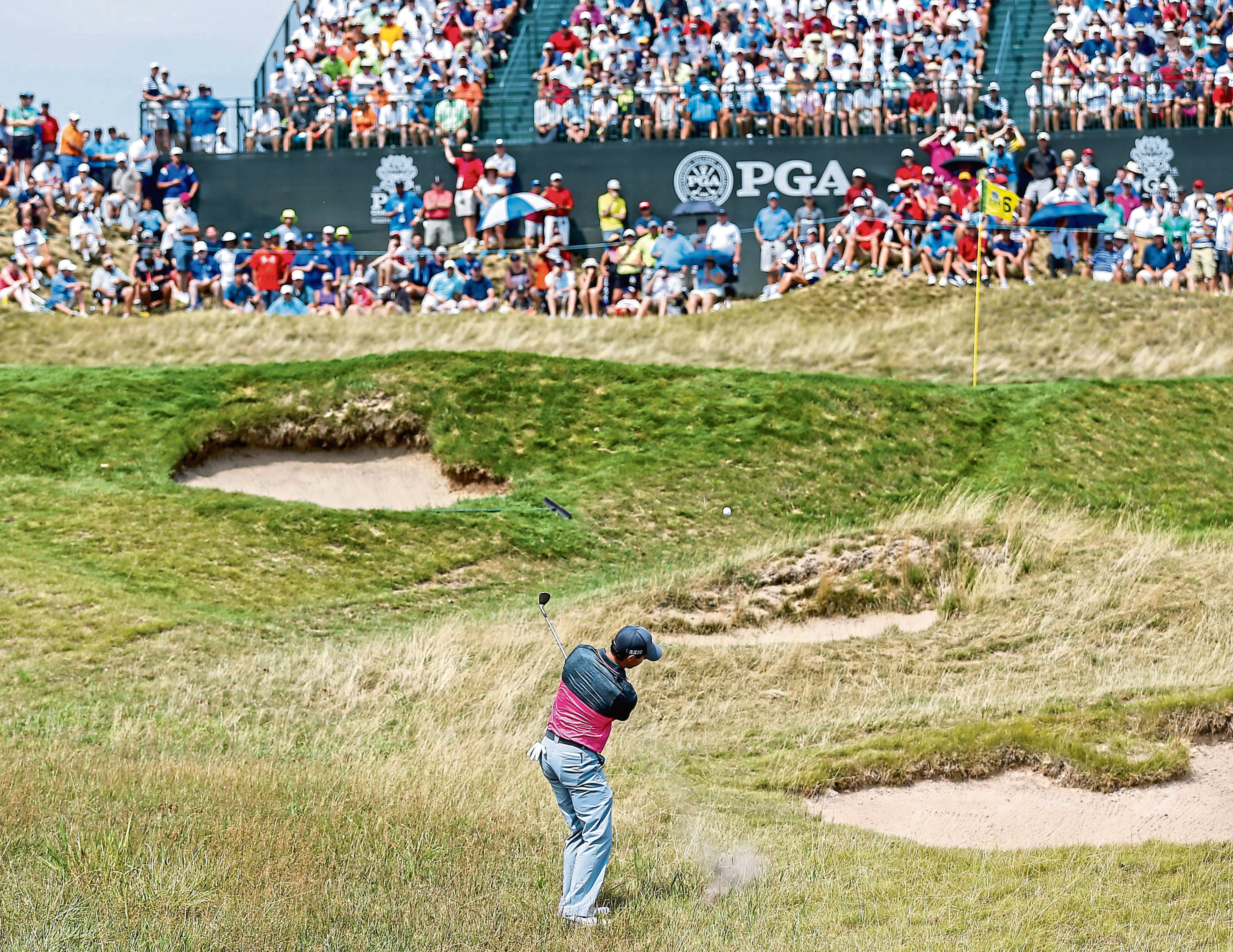 Rory McIlroy in a bunker at Whistling Straits in 2015. Both players and venue will feature prominently in 2020.