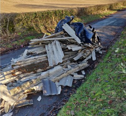 Dumped waste led to the closure of a road near Kennoway for several hours.