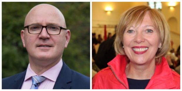 Candidates Neale Hanvey, independent, and Labour's Lesley Laird.