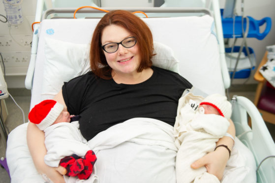 Agata Gicz and twin boys Henryk (left) and Eryk at Victoria Hospital.