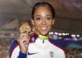 Katarina Johnson-Thompson with her world gold.