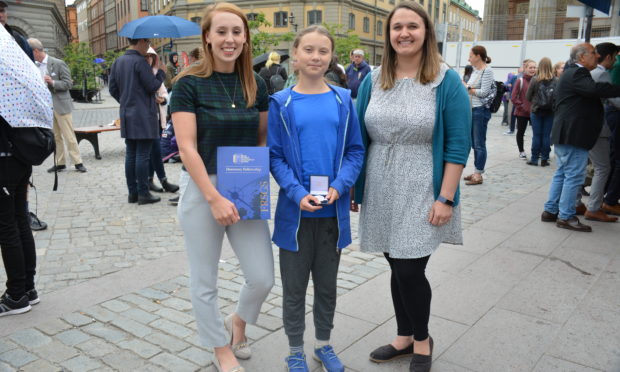 L-R_ Eilidh Watson, Greta Thunberg, Lyndsey Croal