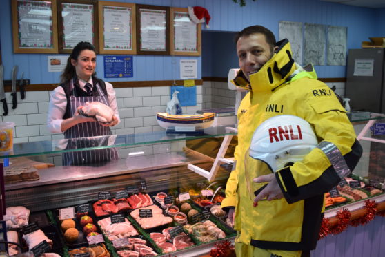 Louise Whiteman with Anstuther RNLI coxswain Michael Bruce.