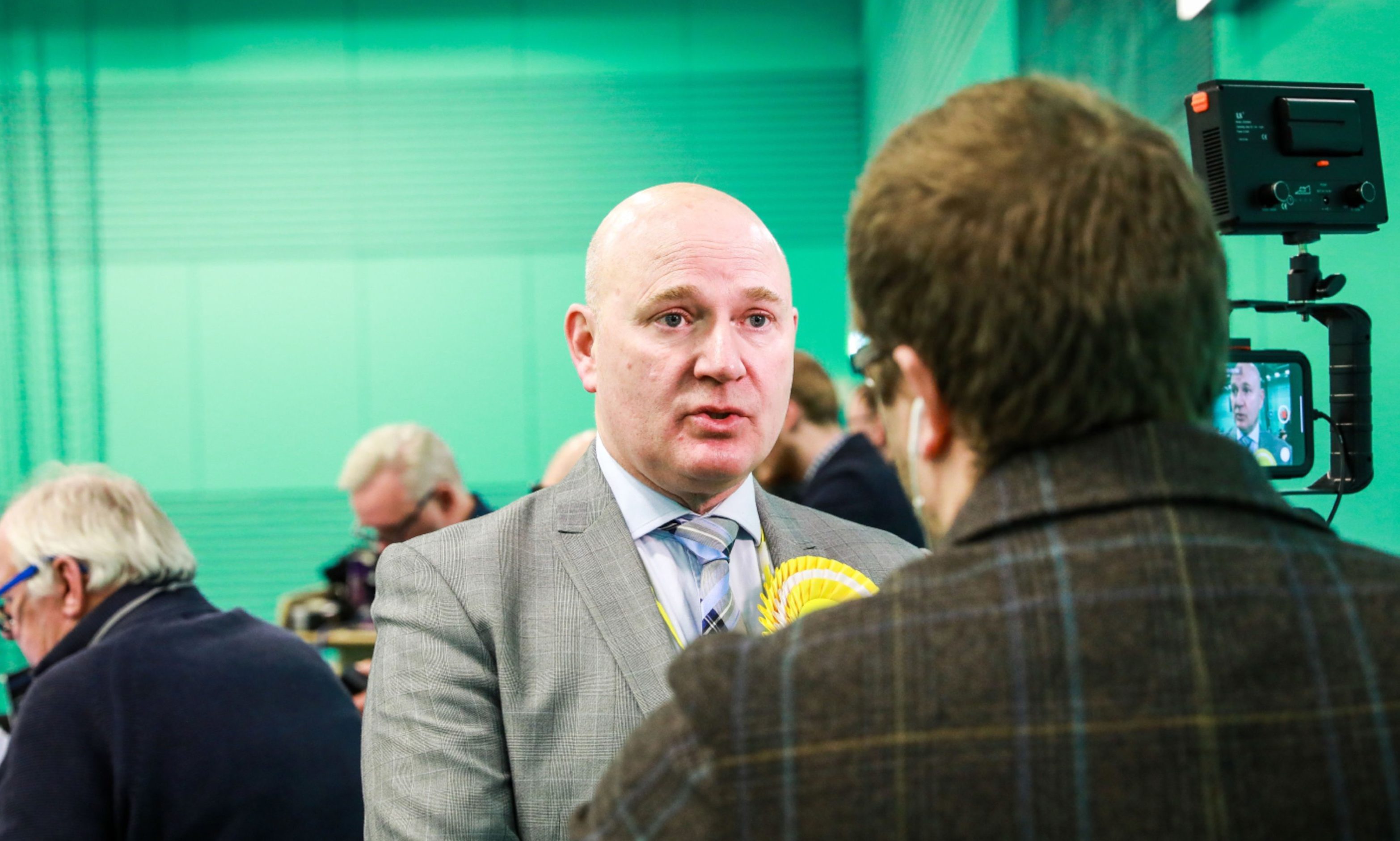 Neale Hanvey arrives at the count in Glenrothes.