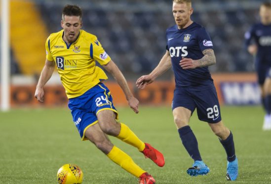 Callum Booth, left, in action against Killie.