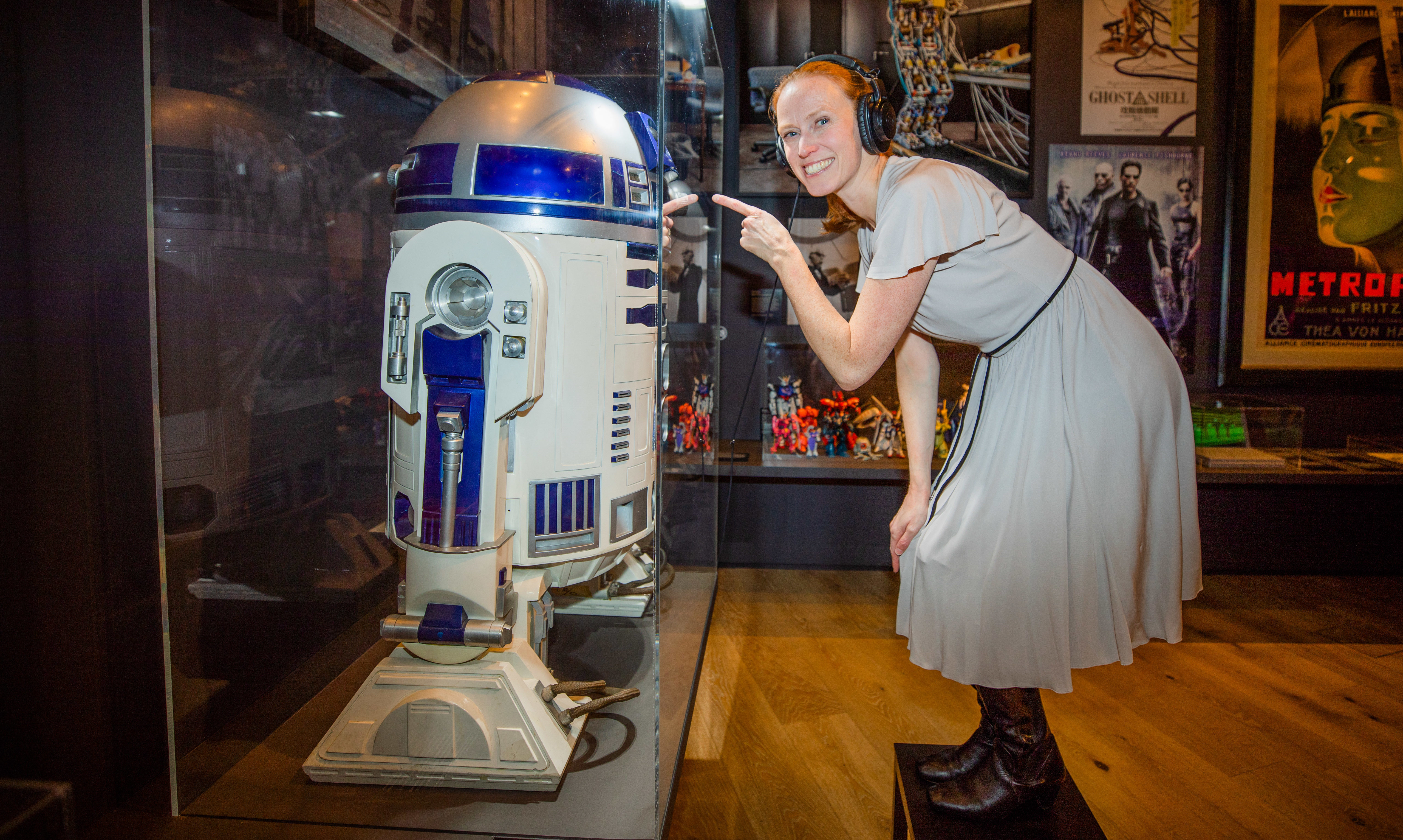 Visit Scotland Regional Leadership Director Caroline Warburton visits Hello, Robot exhibition at  V&A Dundee dressed as 'Princess Leia'