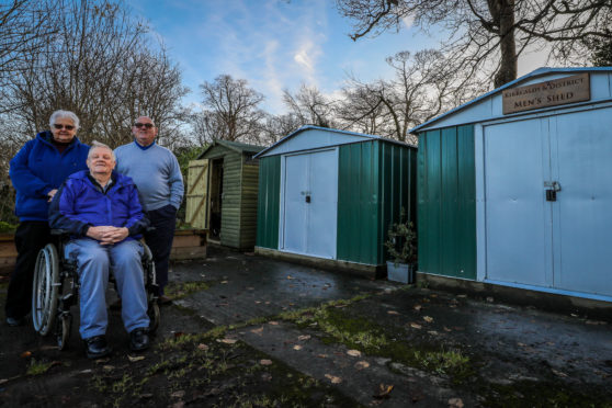 Margaret Smith, John Milne and Sandy Smith from Kirkcaldy Men's Shed group.