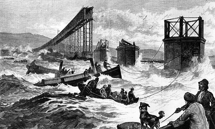 A drawing of the Tay Bridge Disaster