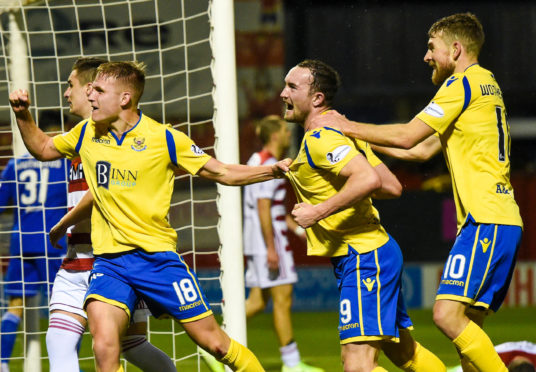 Ali McCann celebrates his goal.