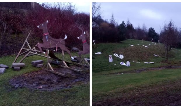 The damaged Christmas decorations in Dalgety Bay.