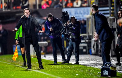 Robbie Neilson in full voice in the technical area.