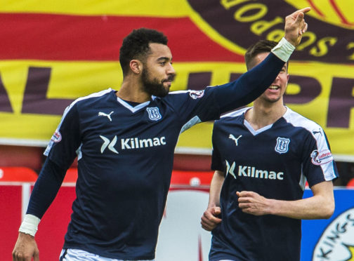 Kane Hemmings scores at Firhill.