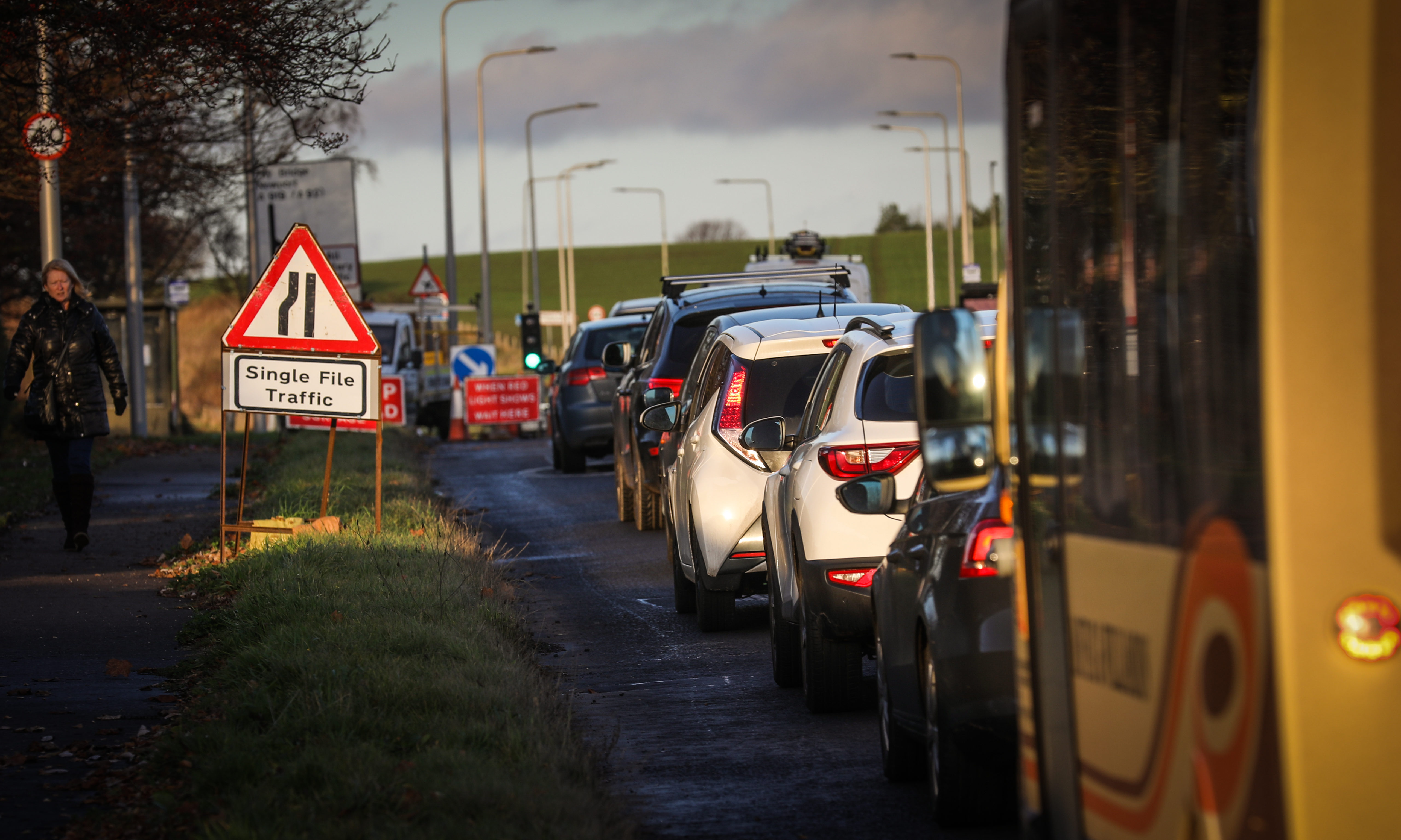 Traffic on the A919 at Leuchars on December 4.