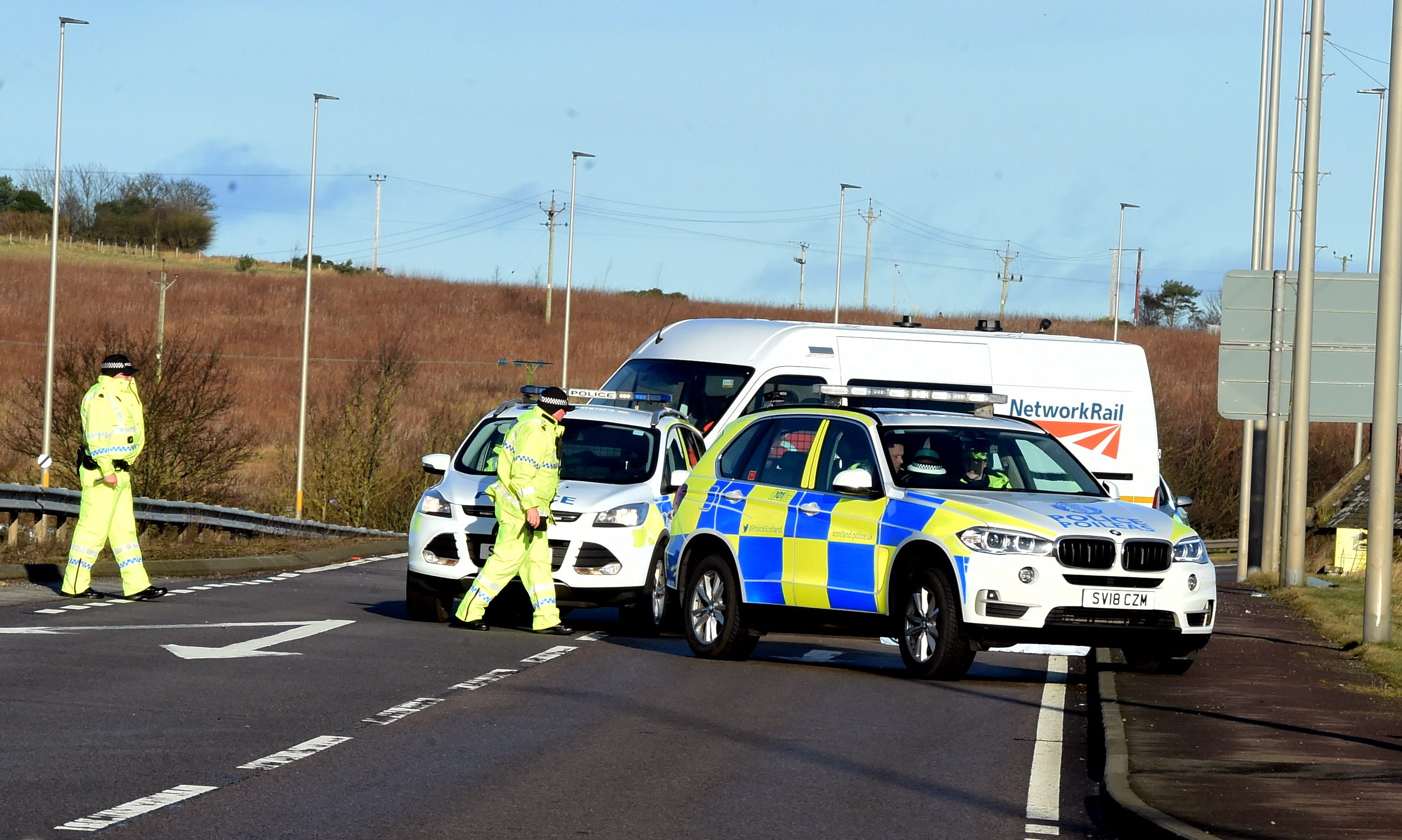 The scene of the incident on the A92.