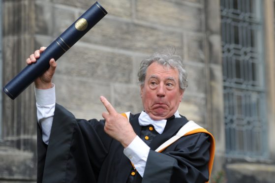 Terry Jones receiving his honorary degree from St Andrews University in 2013.