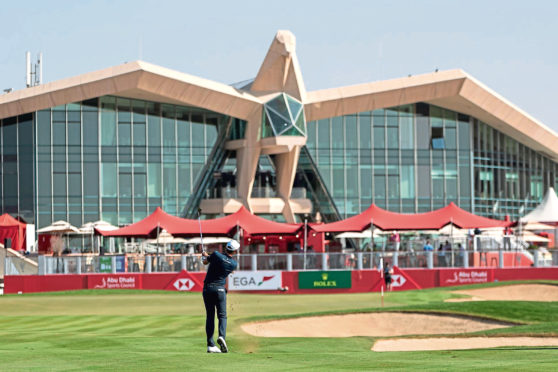 Mandatory Credit: Photo by NEVILLE HOPWOOD/EPA-EFE/Shutterstock (10063811o)
Alexander Bjork from Sweden chips onto the green on the 18th hole,  during the first round of the Abu Dhabi HSBC Golf Championship in Abu Dhabi, United Arab Emirates, 16 January 2019.
Abu Dhabi HSBC Golf Championship, United Arab Emirates - 16 Jan 2019