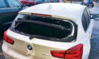 A BMW damaged at Ninewells Hospital on January 24 2020.