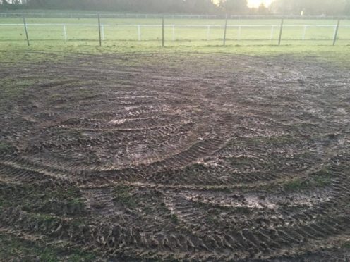 The extent of the damage done alongside the main pitch.