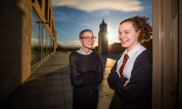 Elsie MacDonald and Sarah Mathieson at Harris Academy