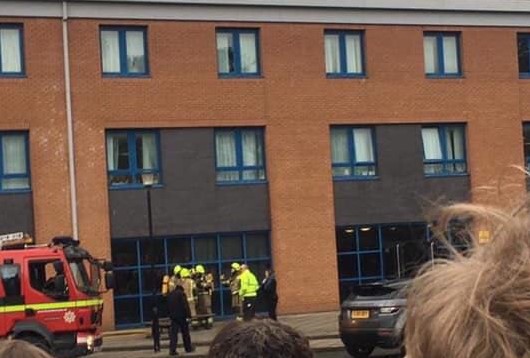 Firefighters at Bell Baxter High School.