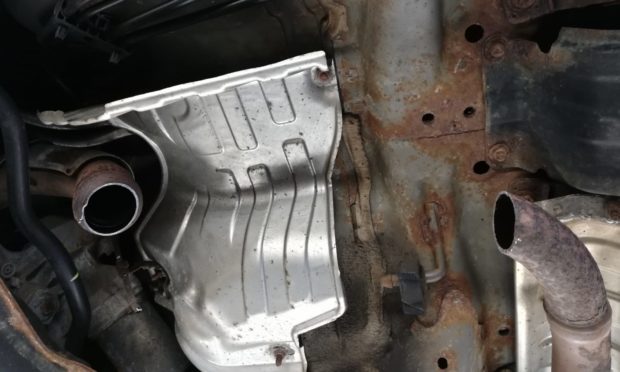 Will Pritchard's car Honda Jazz after thieves stole his catalytic converter