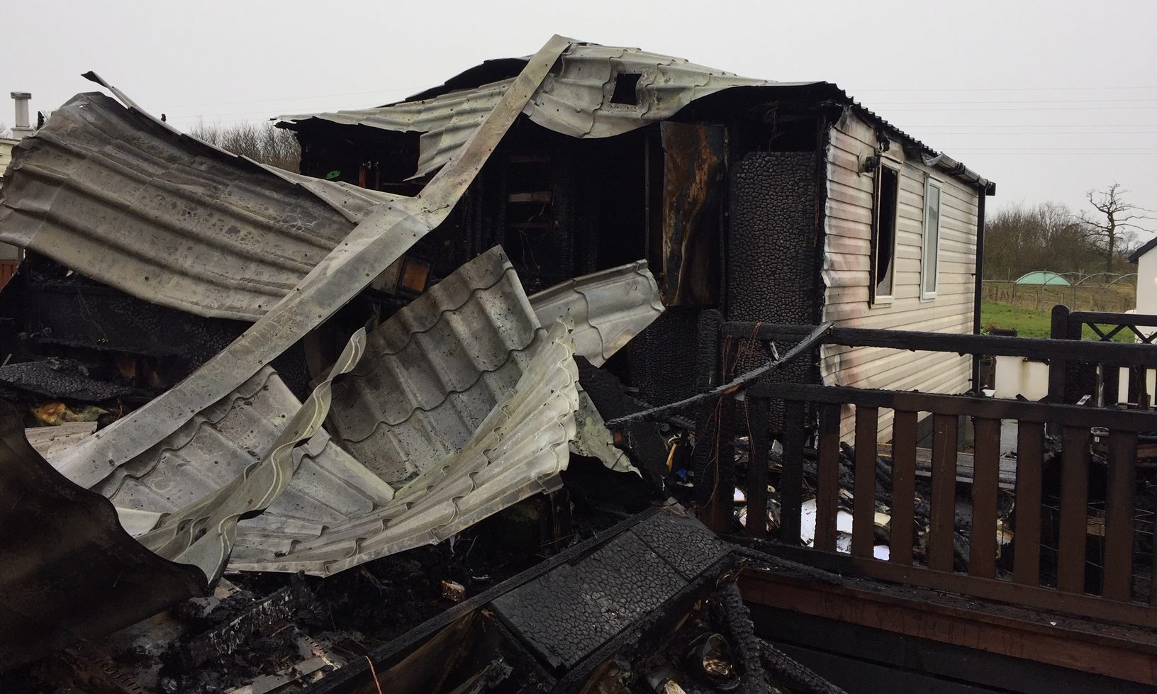 An 86-year-old man was pulled from his caravan near Windygates as it was destroyed by fire.
