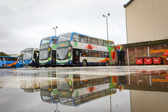 Stagecoach buses parked up.