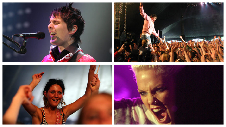 Pink and members of the crowd at Radio 1's Big Weekend in Dundee in 2006.