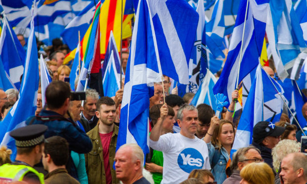 Scottish independence marchers in Dundee in 2018.