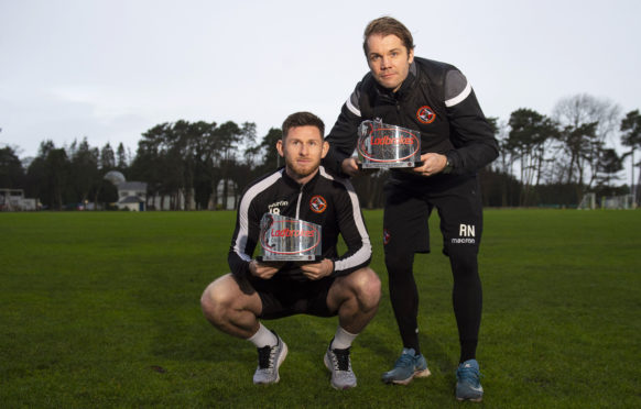 Calum Butcher and Robbie Neilson with their respective awards.