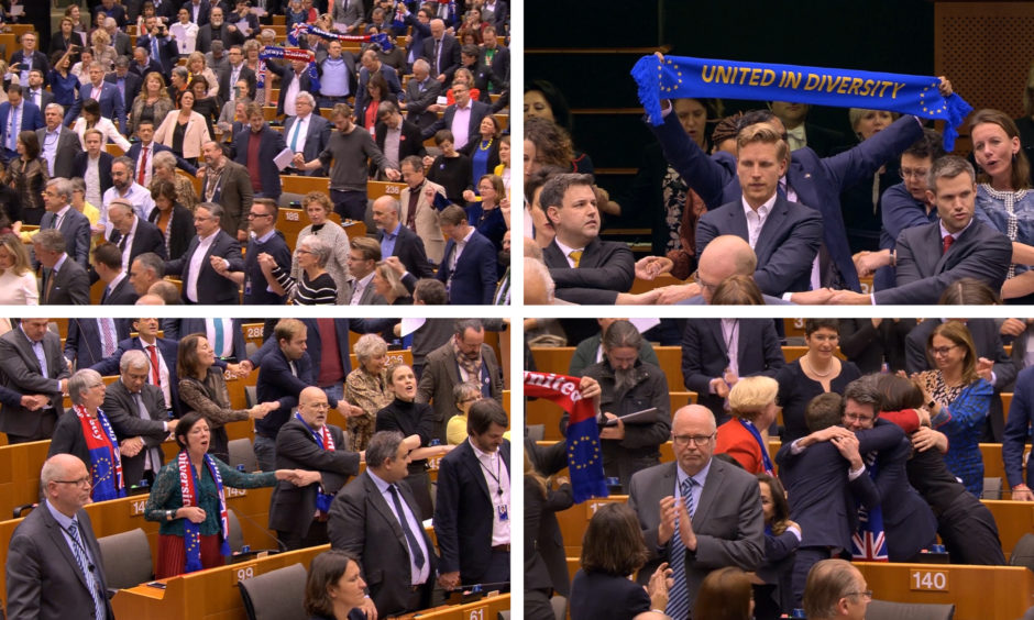 Auld Lang Syne was sung in the EU Parliament as backing was given to Boris Johnson's Brexit deal.