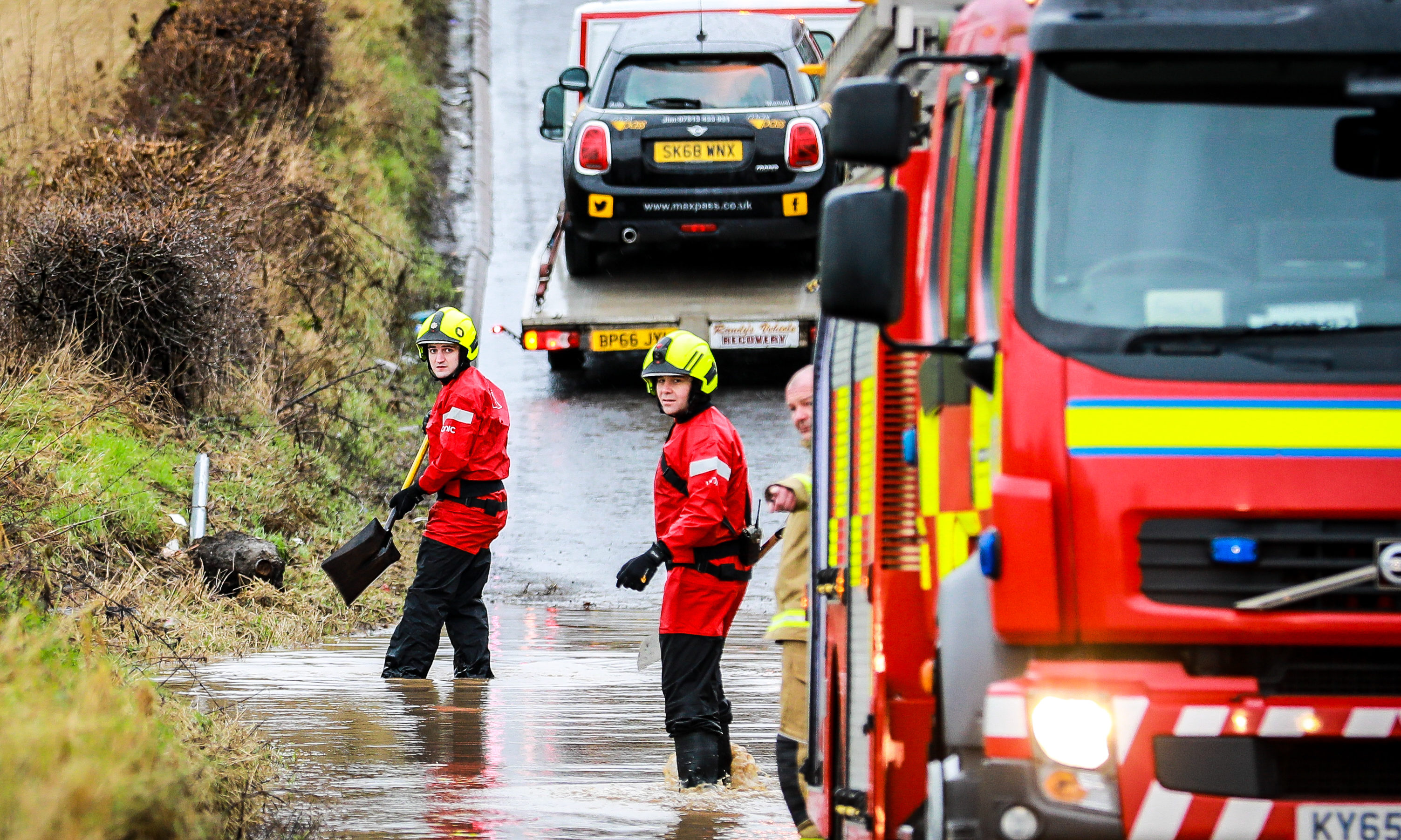 Fire crews clearing the flooding in Fife.