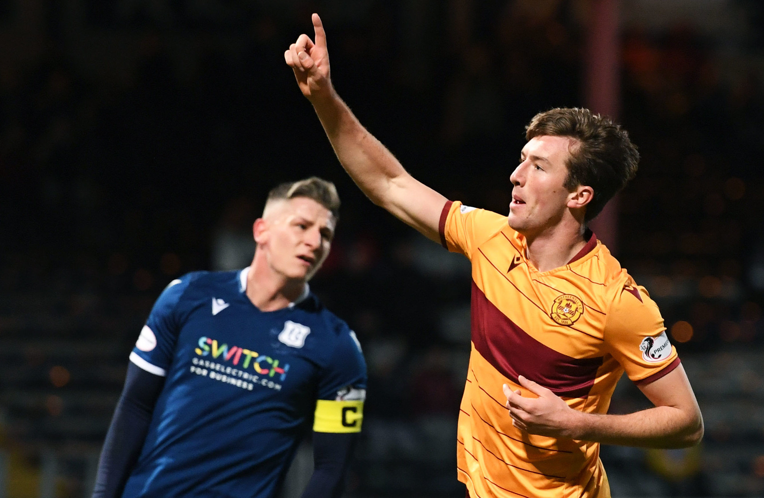 Christopher Long celebrates making it 2-0 to Motherwell.