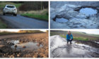 The potholed road between Kilmany and Cupar.
