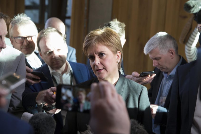 Nicola Sturgeon addresses the media after FMQs to answer questions on Derek Mackay.