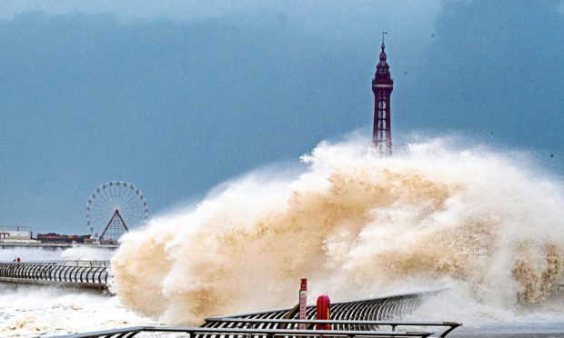 Storm Ciara batters Blackpool waterfront.