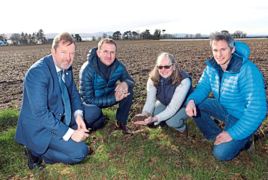 JHI chief executive Colin Campbell, Heathrow director of sustainability Matt Gorman, Dr Helaina Black of JHI and Stuart Arbuckle.